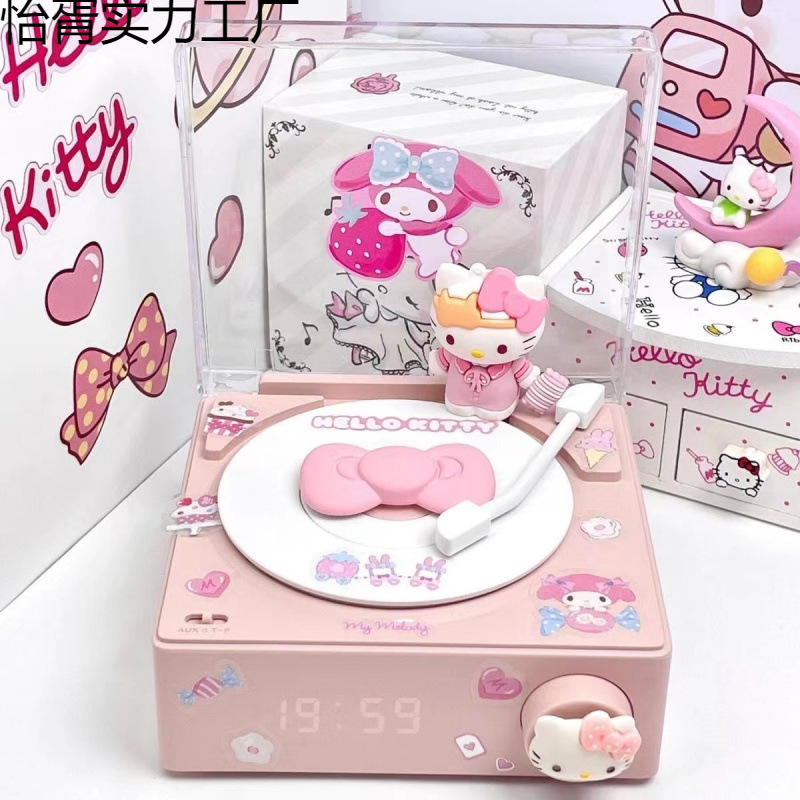 La rotación de vinilo impacta KT gato tocadiscos Bluetooth altavoz lindo mini audio regalo de cumpleaños para hombres y mujeres