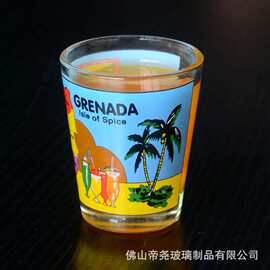 跨境热销2OZ玻璃小酒杯 烈酒杯 旅游记念品杯 可定制图案