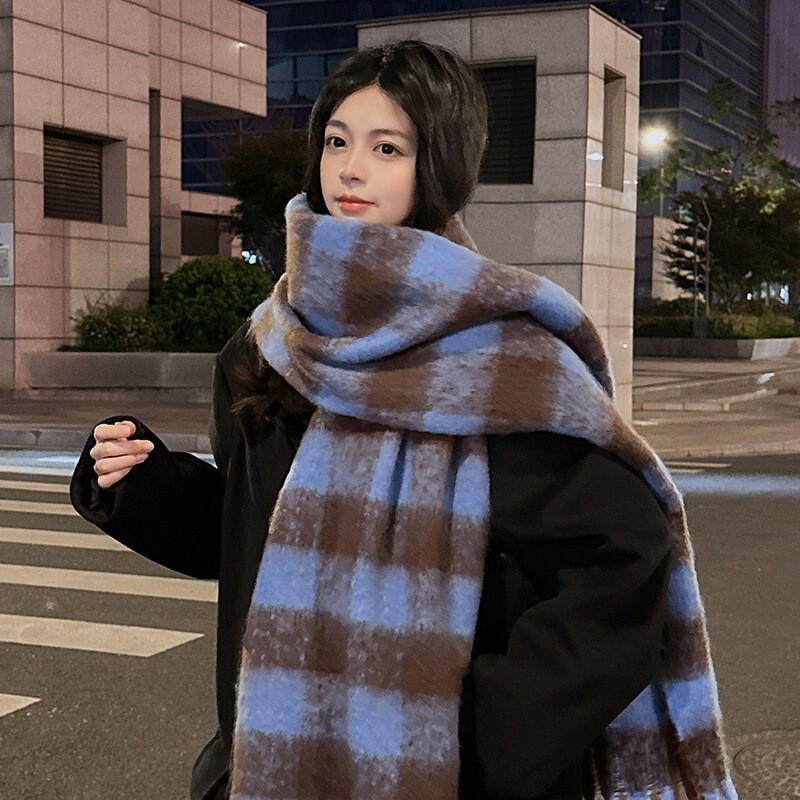 2025新款围巾女秋冬季美拉德渐变加厚保暖围脖氛围感百搭毛绒冬天|undefined