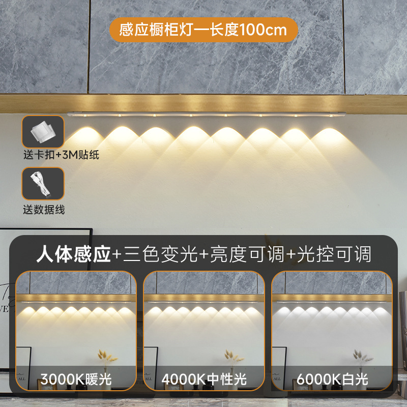 Transfronterizo ultrafino inteligente led luz del sensor del cuerpo auto-adhesivo armario gabinete del vino colina ojo de gato luz con recargable