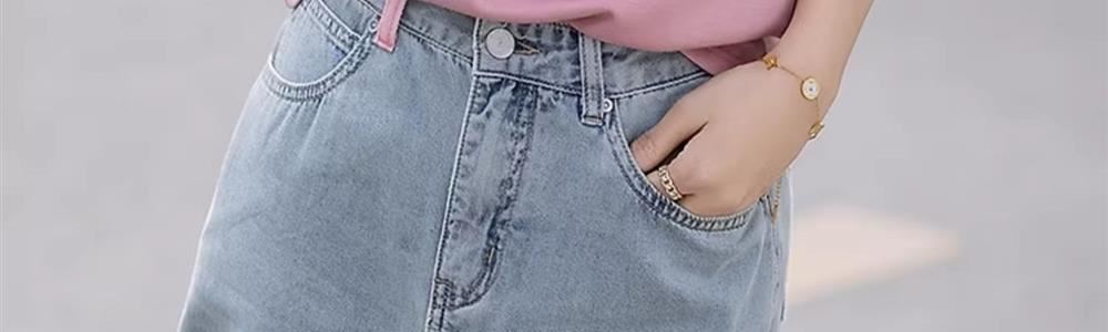 Áo thun nữ tay ngắn dệt kim lụa băng mát mẻ — màu hồng chi tiết 33