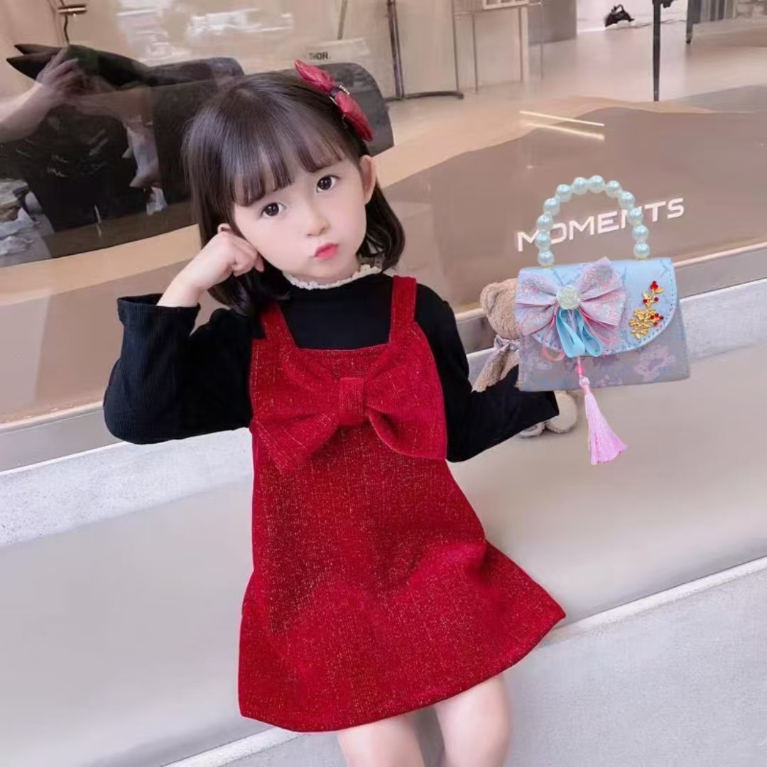 Niños pequeños bolsos de hombro de viento de fragancia de alta calidad exquisita niña antigua bolso de cambio princesa perla bolso de mano