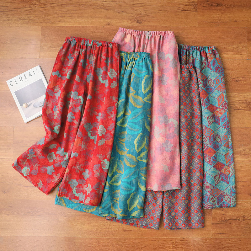 New cotton double-layer yarn women's pajama pants yarn-dyed jacquard home pants loose soft wide leg casual pants wholesale New cotton double-layer yarn women's pajama pants yarn-dyed jacquard home pants loose soft wide leg casual pants wholesale