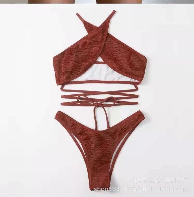 Mingyi europeo y americano nuevo multi-color ola tela sexy bikini cruz dividida traje de baño moda mujer traje de baño