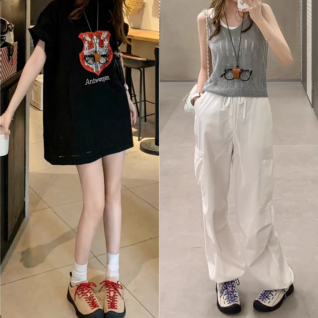 Zapatos de entrenamiento de alta altura de cuero de vaca, zapatos de entrenamiento de mujer al aire libre para caminar con suela gruesa de primavera y otoño 2024 nuevas zapatillas deportivas de color.