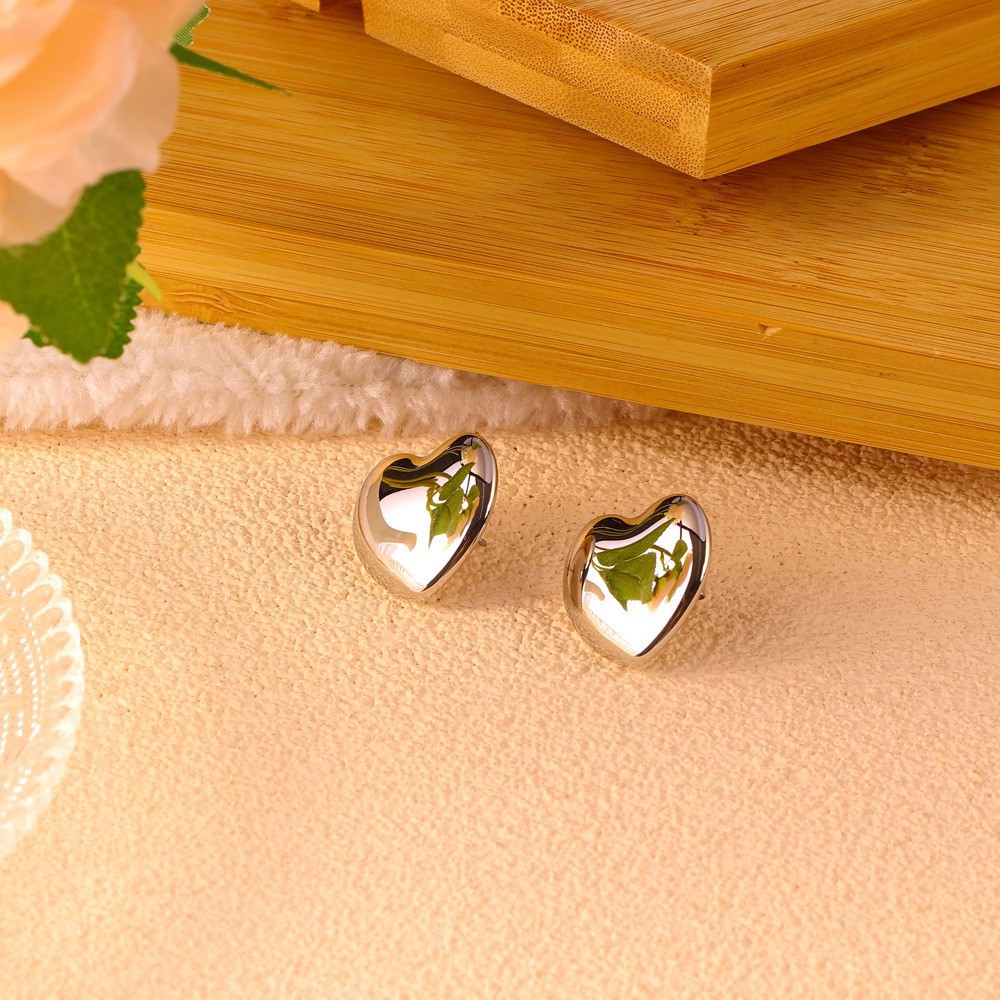 Mixed Metal Design 1 Pair Simple Style Heart Shape Mixed Metal 304 Stainless Steel 18K Gold Plated Drop Earrings Ear Studs