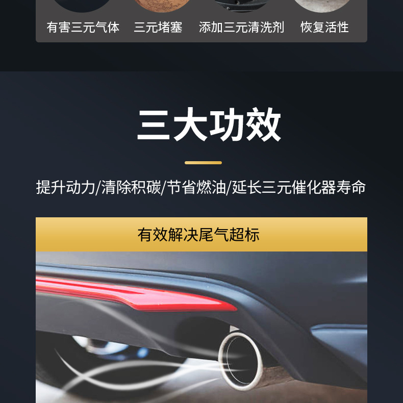 Three-Way Catalytic Cleaner Removes Carbon Deposits, Exhaust Purifier, Car Engine Fuel Treasure, No-Disassembly Cleaning Fluid Pea