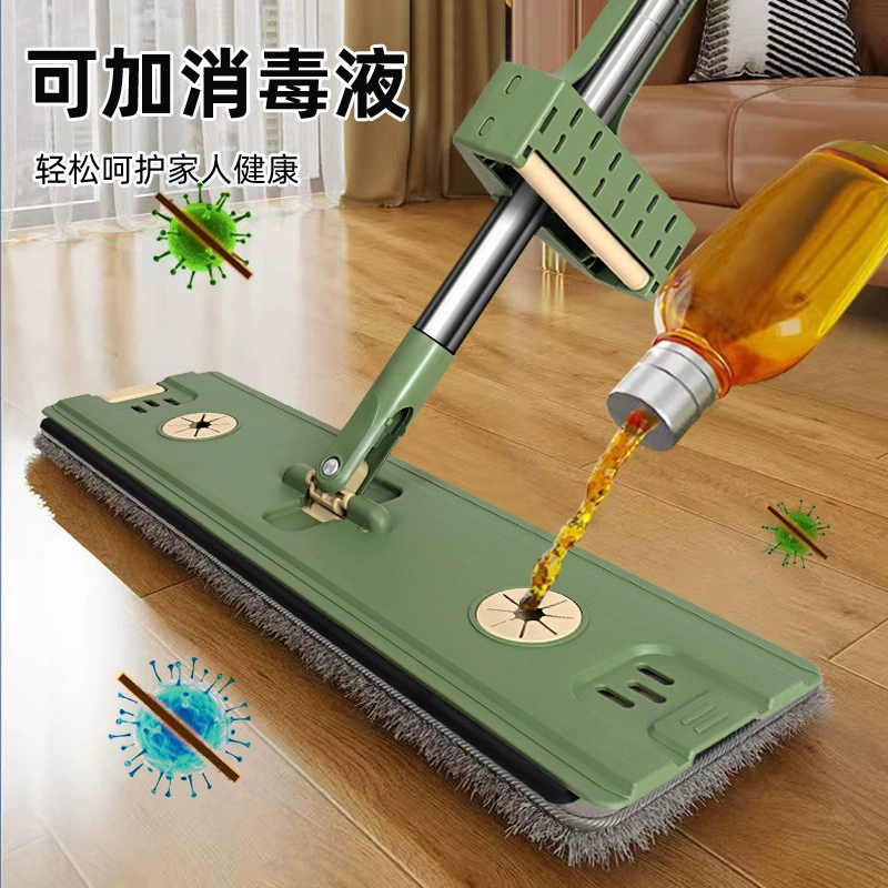 Hands-Free Flat Mop, 36 cm Panel, EVA Squeegee & Microfiber, Thick Rod Grip