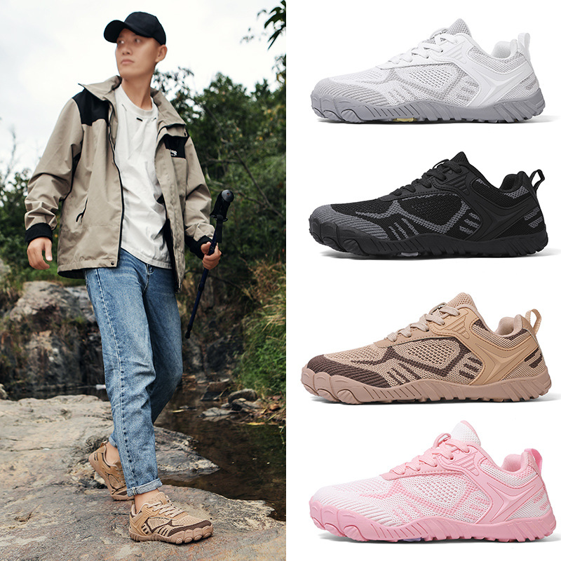 New Men's Wide-last Comfortable Walking Wide-toed Shoes, Breathable Soft-soled Couple's Fly-knit Sneakers, Running And_vogvips.com
