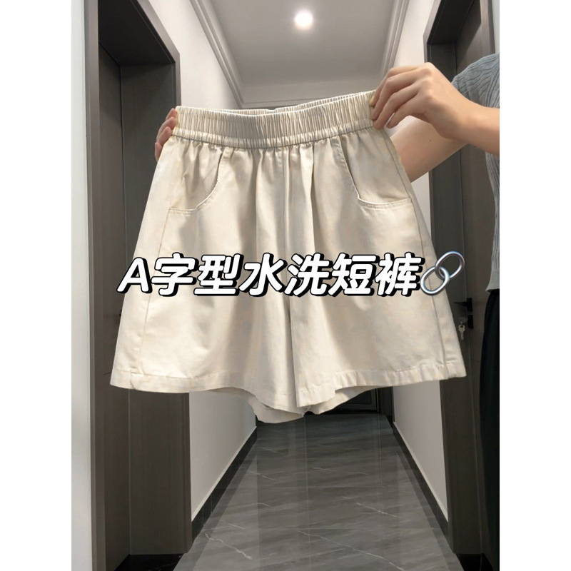 Pure Cotton A- Shaped Breathable Beach Shorts Women's Small Sports Wide Leg Design Retro American Pants Summer