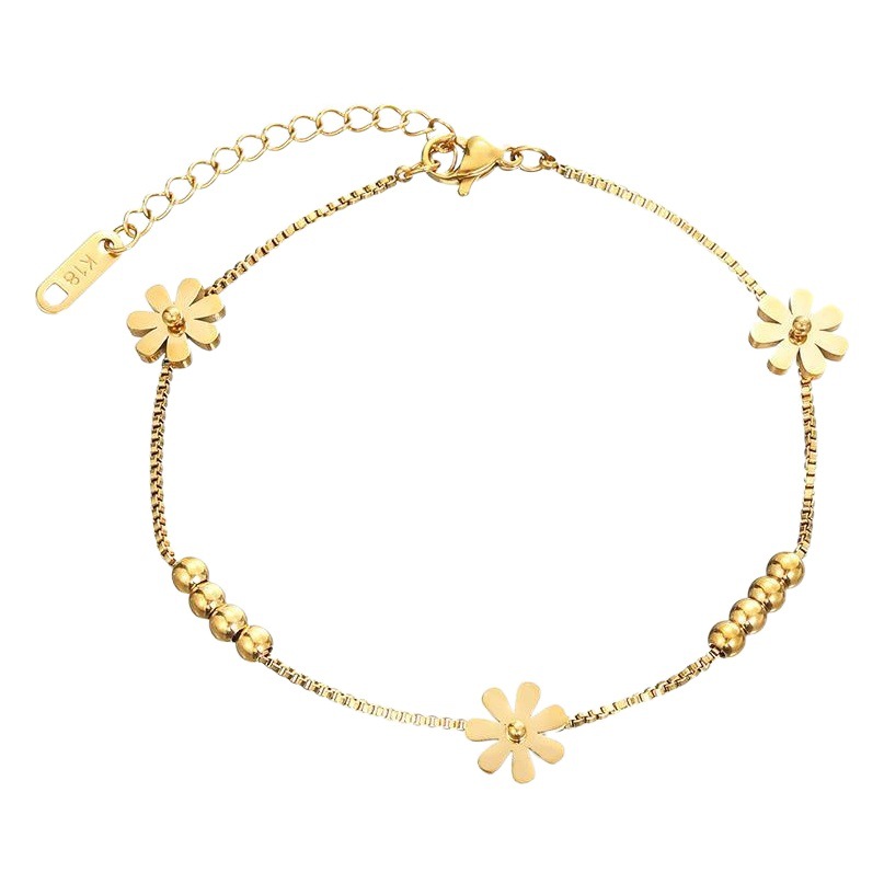 Cruz-Espejo Daisy Bean cuentas de transferencia de acero de titanio tobillera mujer sexy tobillera DIY Cadena de cuentas novias anillo de la pierna Venta caliente