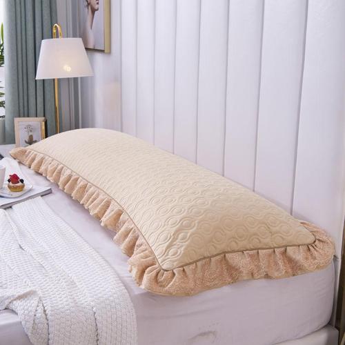 双人枕套纯色夹棉花边1.5米加厚1.2长枕芯套1.8米长跨境代发