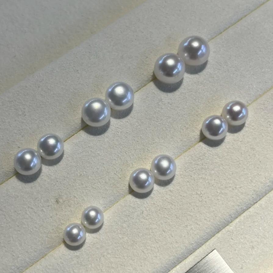 Zhuji Natural Freshwater Pearls 6-12mm High Quality Aurora Flawless Steamed Bun Round Pearl Earrings Wholesale