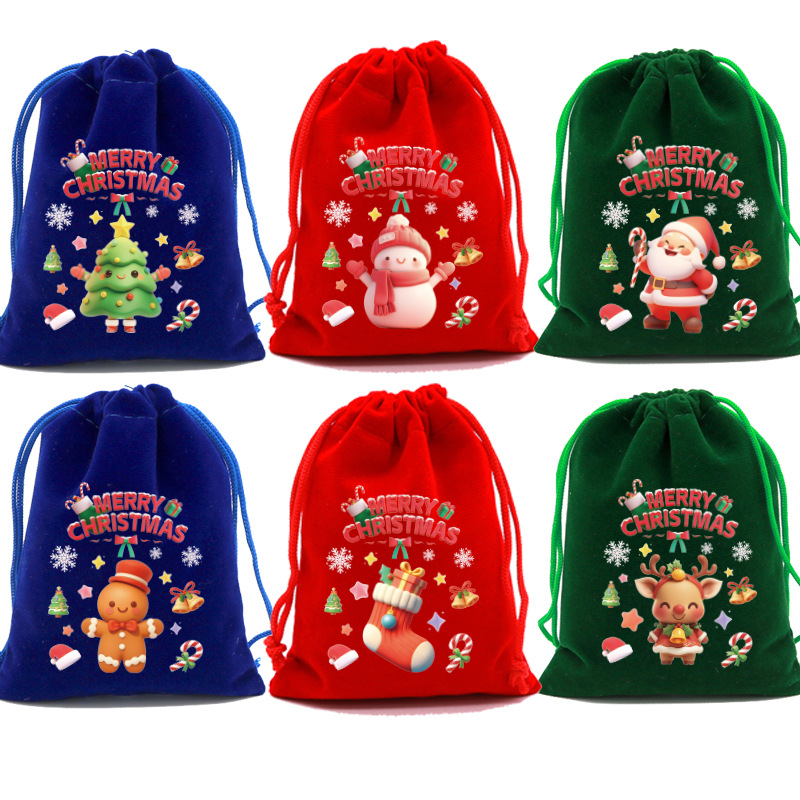 圣诞糖果袋跨境热销抽绳布袋圣诞树装饰袋降临倒计时日历袋礼物袋