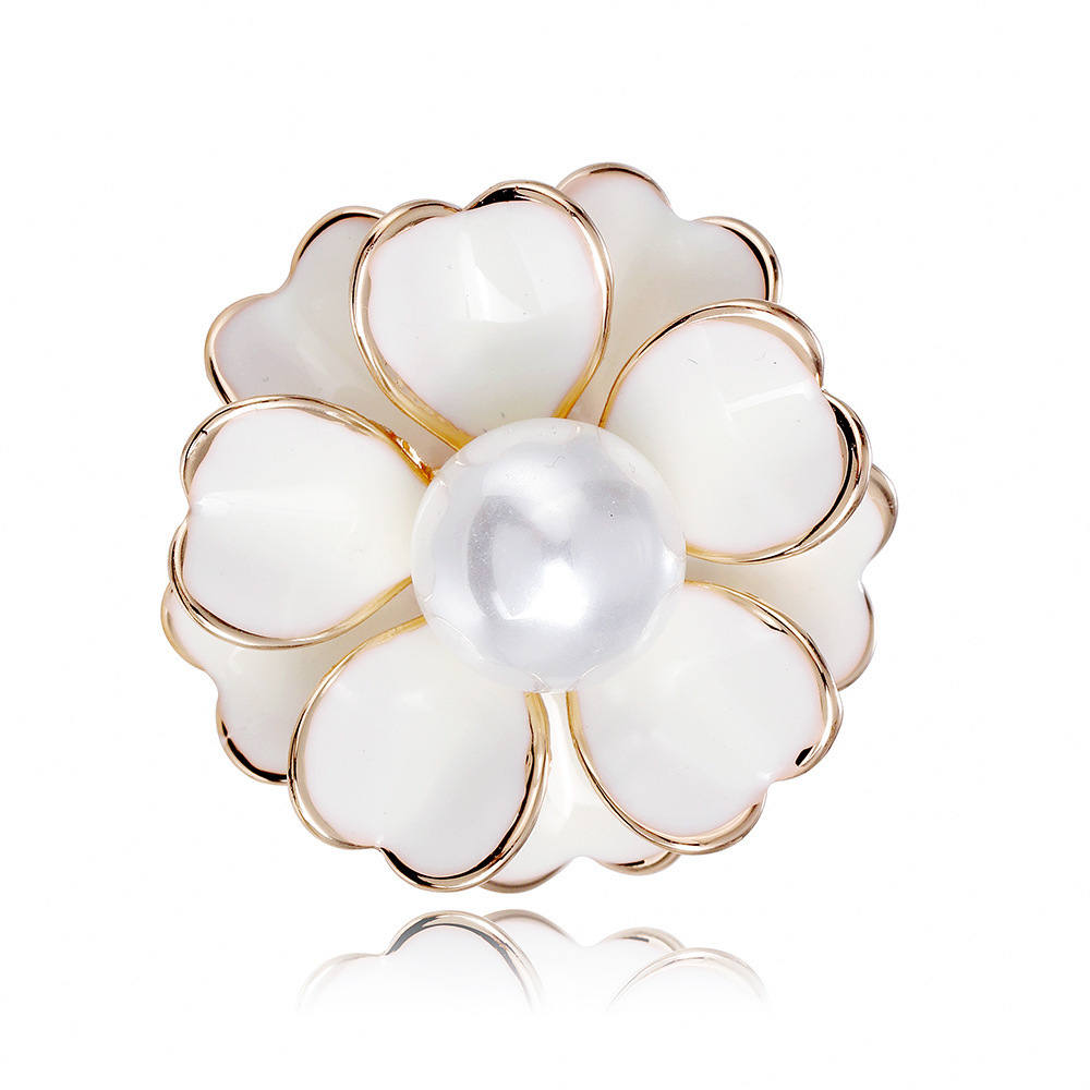 Classic Pearl Camellia Brooch For Women Handcrafted Floral Pin_voghion.com