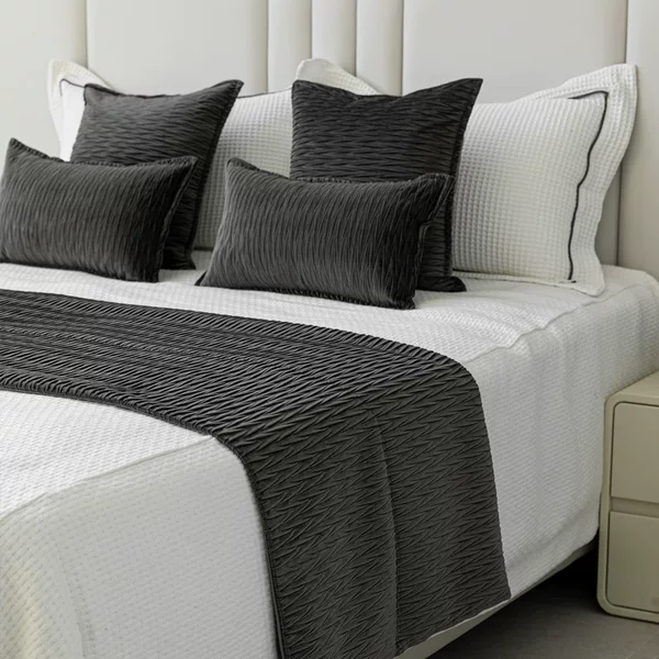 Gray suede pleated hotel bedding set modern minimalist model room bed runner bed tail towel bed & breakfast pillow cushion