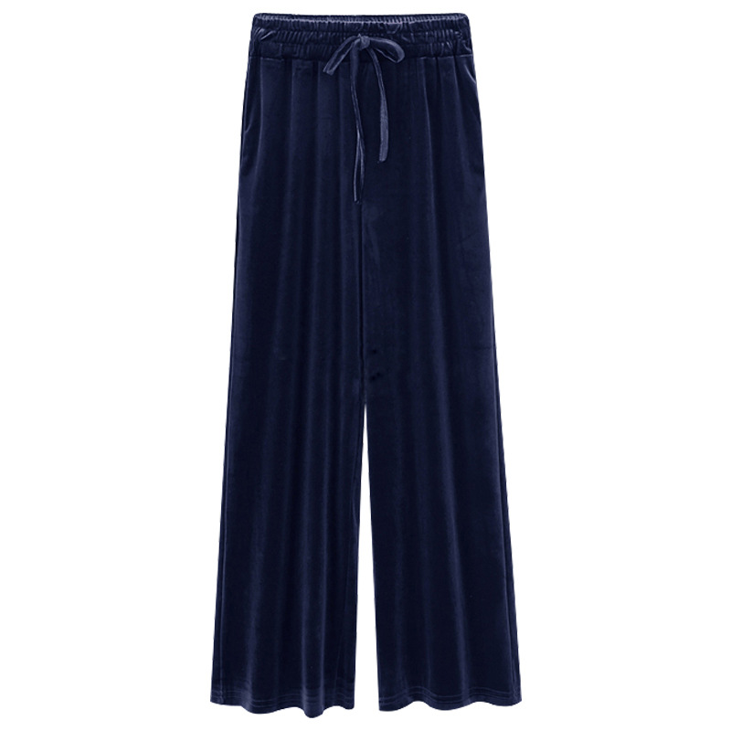 Pantalones de pierna ancha de terciopelo dorado pantalones transfronterizos de mujer sueltos más el tamaño de cintura alta Pantalones de mujer adelgazantes pantalones casuales para niñas regordetas de 200kg image 10