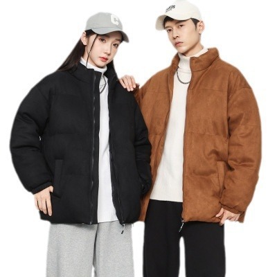 8805 Winter Couple Stand Collar Faux Fur Hooded Sweatshirt Loose Windproof Warm High-Quality Fashion Trendy Versatile