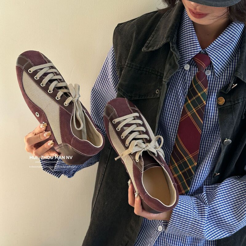 In-Stock Retro Lace-Up Color-Blocked German Training Shoes for Women, 2026 New Versatile Niche Casual Sneakers, Height-Increasing Running Shoes In-Stock Retro Lace-Up Color-Blocked German Training Shoes for Women, 2026 New Versatile Niche Casual Sneakers, Height-Increasing Running Shoes