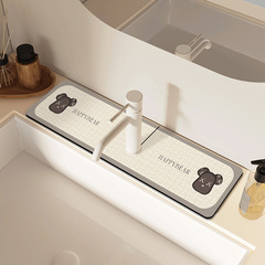 Diatomaceous Earth Faucet Water Absorption Mat for Washbasin, Kitchen Sink, Anti-Splash & Drainage Mat, Bathroom Vanity Top Pad