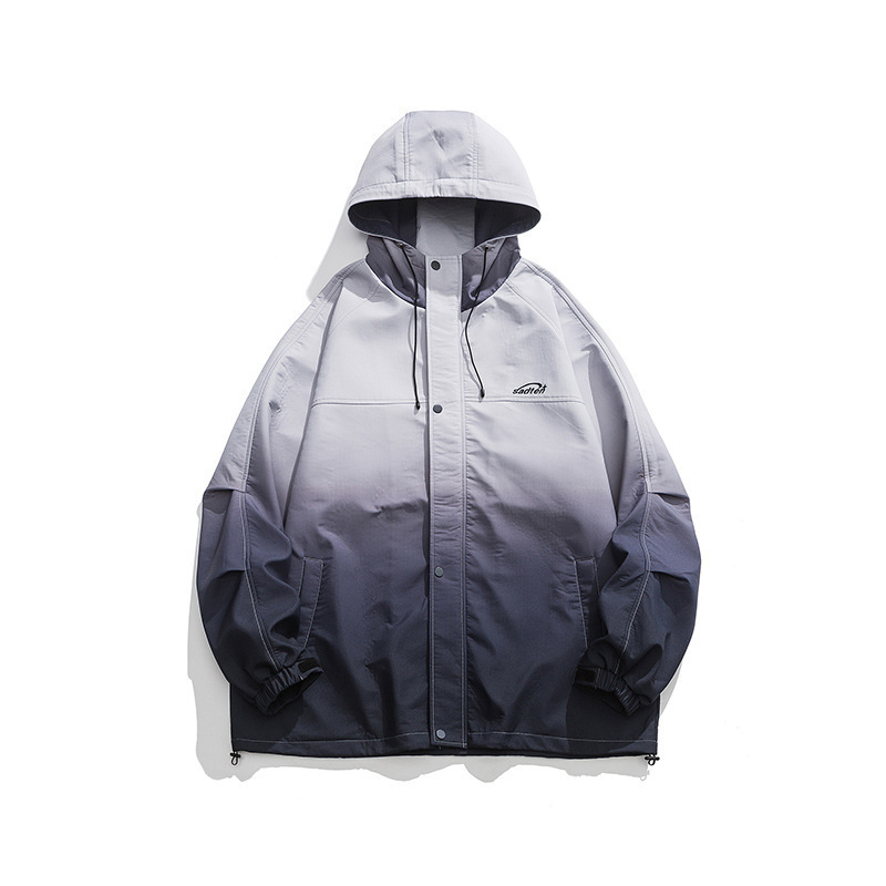 Montaña al aire libre chaqueta de asalto encapuchada hombre otoño japonés retro suelto de gran tamaño chaqueta de trabajo con cremallera