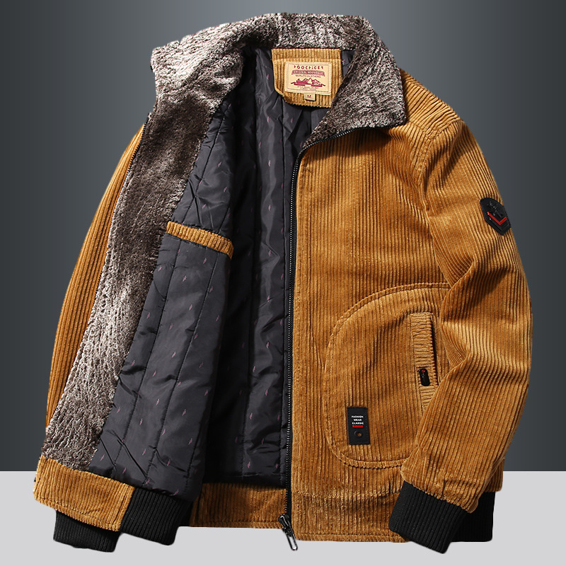 Abrigo de invierno especial transfronterizo Chaqueta acolchada de algodón engrosada con forro polar para hombre Chaqueta acolchada de algodón a prueba de frío de pana