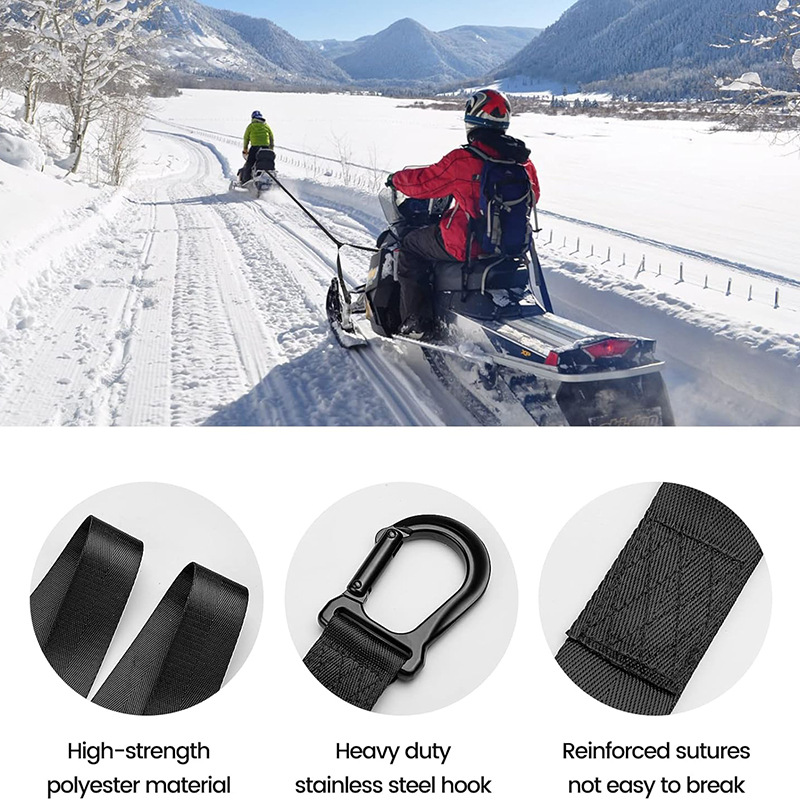 Trolley de trineos accesorios de cuerda de tracción Carro de esquí fuerza de la cuerda de remolque ATV de servicio pesado nieve motocicleta cuerda de remolque