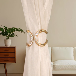 Popular Cross-Border European and American Diamond-Encrusted C-Shaped Light Luxury Full-Diamond Versatile Elegant High-End Punch-Free Curtain Straps Wholesale