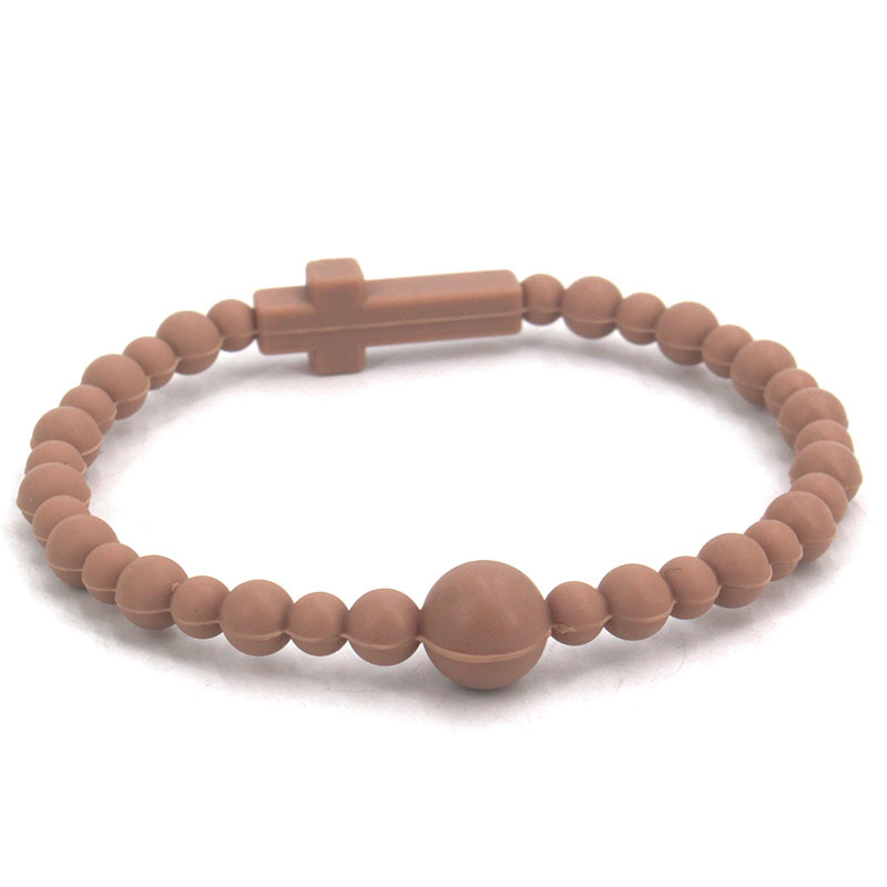 多色十字架圆珠硅胶手链