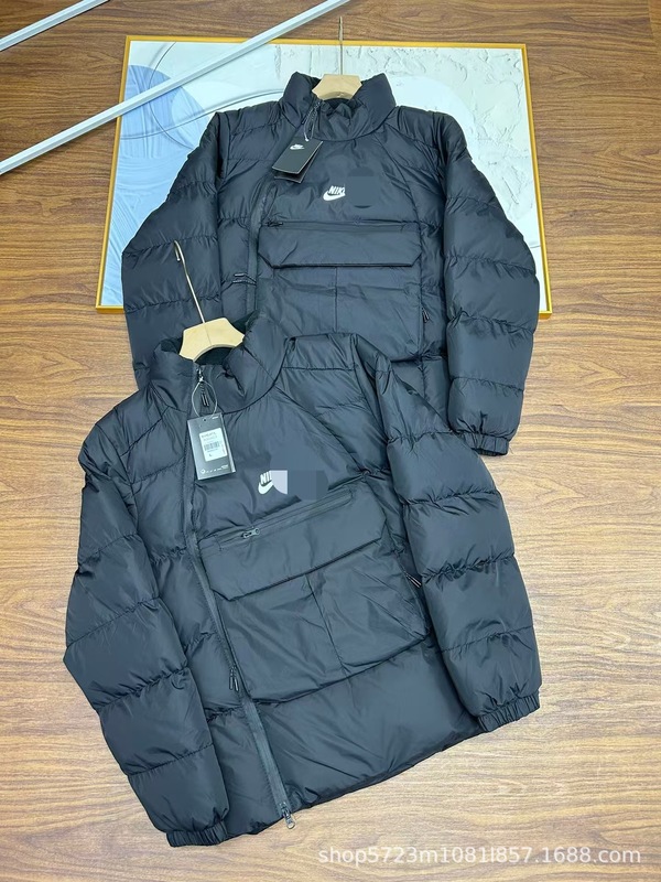 跨境NK勾子海外版斜拉链个性祤绒棉多口袋情侣款立领三口袋棉服|undefined