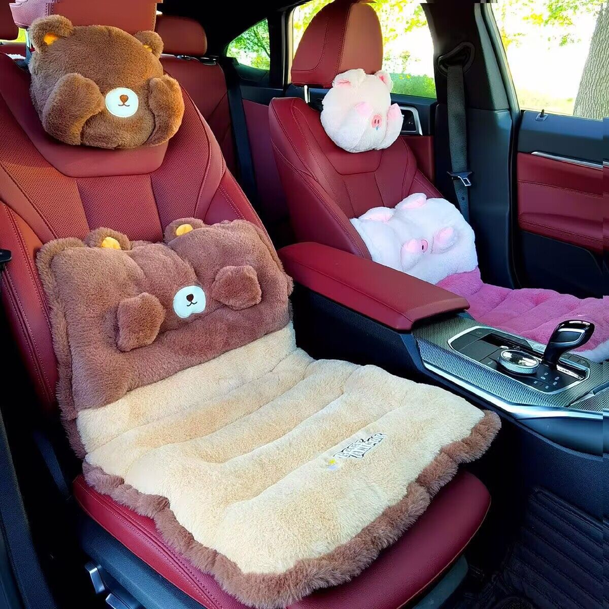 Cuscino per sedile integrato con supporto lombare universale per auto, per tutte le stagioni, in peluche invernale, pezzo unico_voghion.com