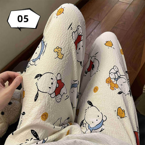 Cartoon Straight Versatile Pajama Pants Walking Pants Loose Cartoon Lazy Pants Home Wide Leg Pants Thin Pants Foreign Trade