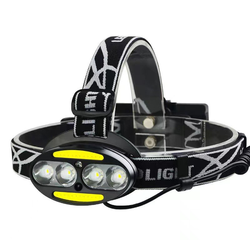 Inducción reflector faro fuerte luz recargable batería de litio ultra ligero impermeable montado en la cabeza Luz de pesca Pesca nocturna linterna LED