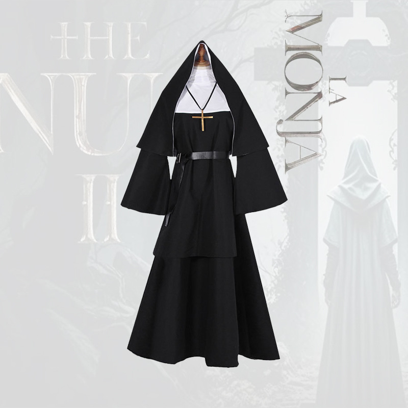 Ghost Nuns Cos Scary Nuns Wizard Robe Missionary Priest Halloween cosplay Performance Dress