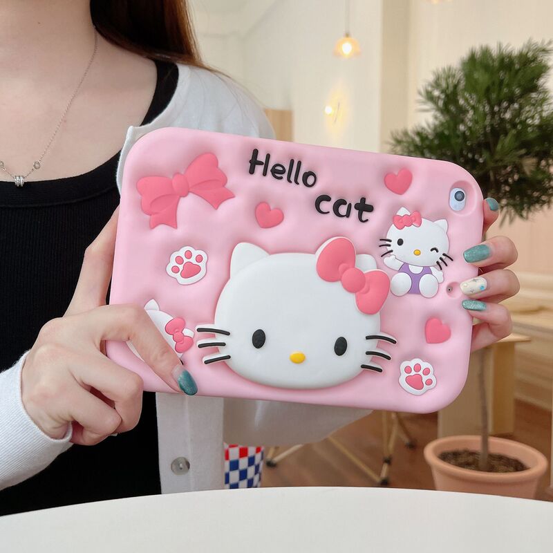 Cute kitty cat ipad10 tablet protective case telescopic bracket 2024 pro11 inch anti-fall applicable Cute kitty cat ipad10 tablet protective case telescopic bracket 2024 pro11 inch anti-fall applicable