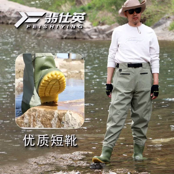 Custom-Made Ultra-Light Thickened Taslan Waist-High Pants for Fishing, Waterproof Rain Boots, and Wading Pants for Sea Fishing