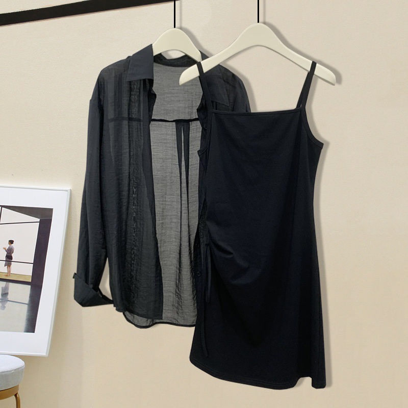 (2개) 플러스 사이즈 여성의 가을 세트 여성의 2023 새로운 디자인 느낌 뜨거운 소녀 섹시한 스커트 셔츠 투피스 세트