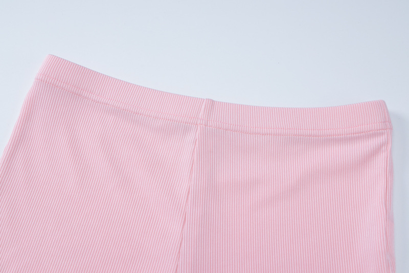 European And American Women's Sexy Low-Cut V-Neck Tight-Fitting Long-Sleeve Top Fashion Sports Style Ultra-Short Pants_ecoleips.com