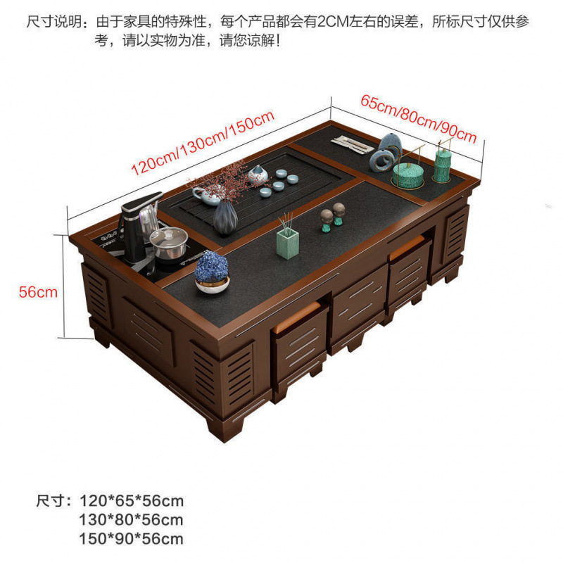Mesa de té de kung fu con tetera de agua caliente, mesa de té de piedra caliente, conjunto integral de mesa de té, sala de estar, oficina doméstica, mesa de té