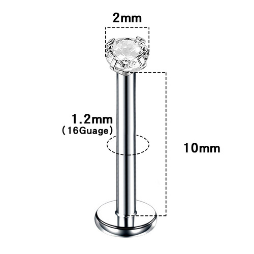 G23 titanium alloy rod claw set with zircon wireless needle rod ear bone nail piercing nose nail G23 needle lip nail wholesale