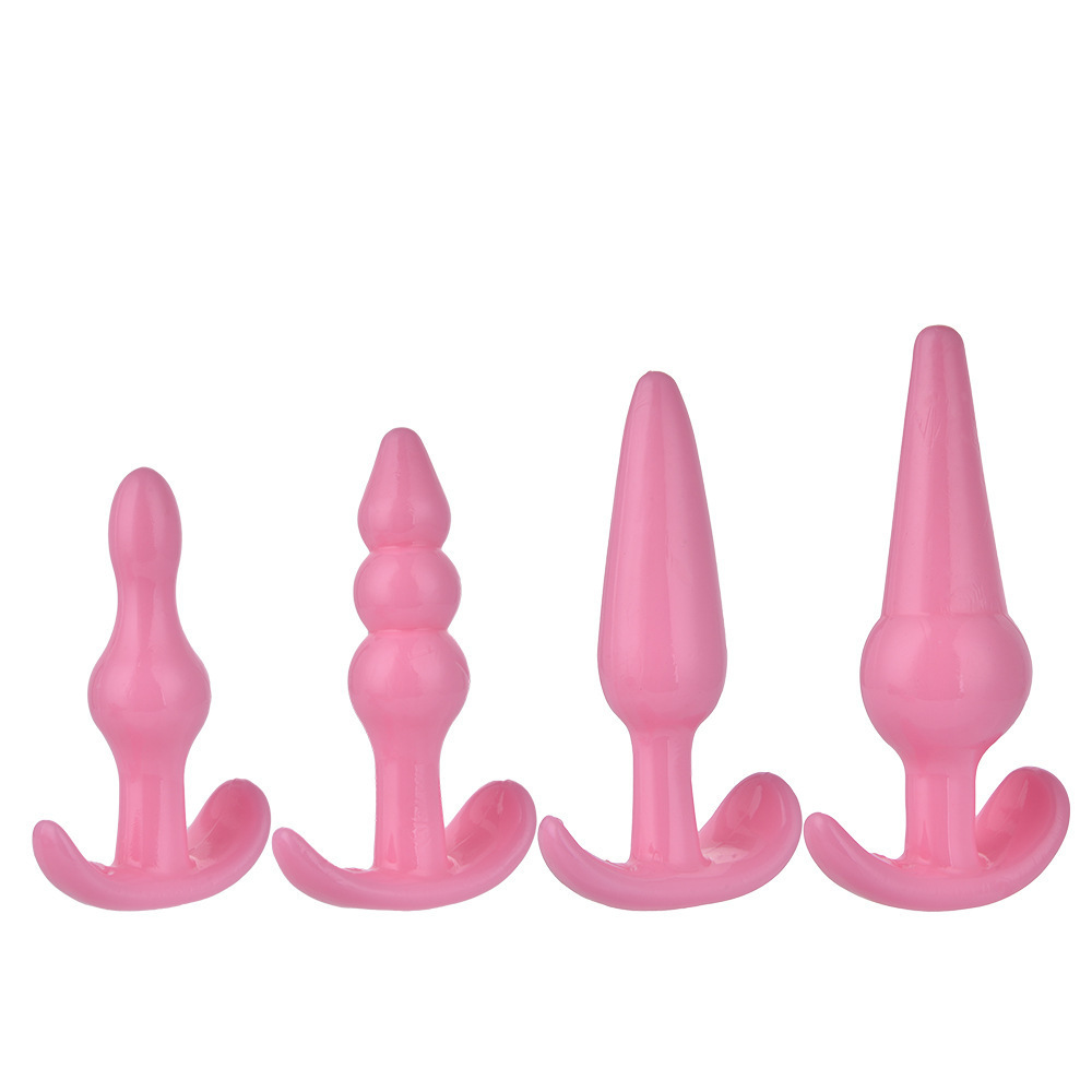 Four-Piece Anal Plug Bead Set, TPE, Purple, Graduated Sizes — detail image 6