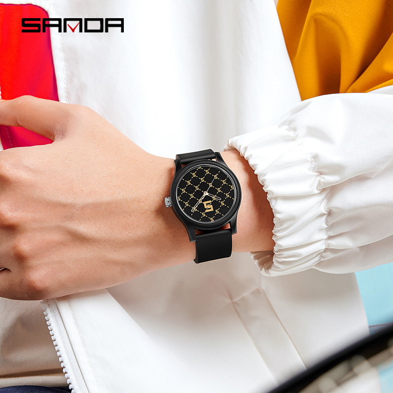 Reloj electrónico de silicona de malla de arco iris Sanda para estudiantes de secundaria hombres y mujeres de moda minimalista reloj de pareja impermeable de moda
