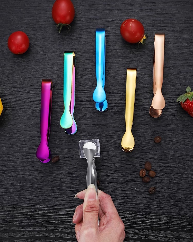 Stainless Steel Mini Sugar Tongs Small Ice Cube Tongs for Coffee Bar Dessert Snack Serving 5 Pack details