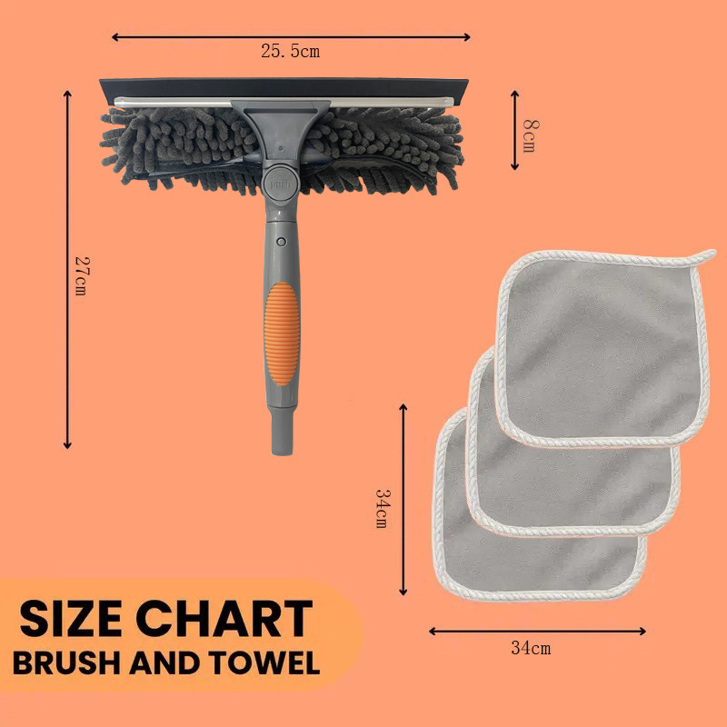 Cross-Border Hot-Selling Glass Cleaning Artifact High-Rise Wiper Cleaning Housekeeping Special Two-In-One Cleaning Tool Glass Wiper