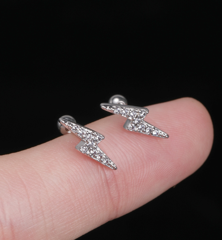 Geometric Diamond Rhinestone Lightning Ear Cuff Earring for Women detail image 10
