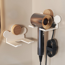 哇噢免打孔置物架吹风机卫生间浴室木质吸盘壁挂式收纳电吹风支架