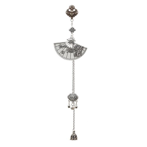 Chinese style retro plum blossom fan brooch women's cheongsam placket buckle bell tassel pendant Hanfu pin Miao silver accessories
