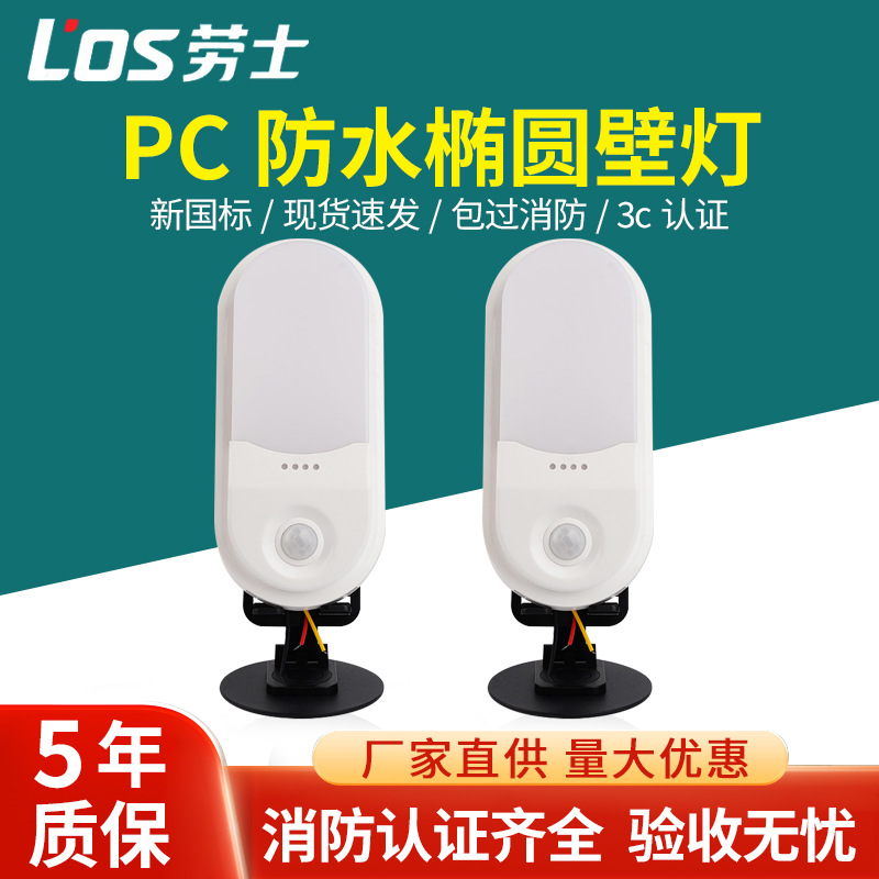 Laoshi Lighting All-Plastic Oval Wall Lamp, Wall-Mounted Smart Corridor Light Controlled Courtyard Light, Emergency Ultra-Bright Waterproof