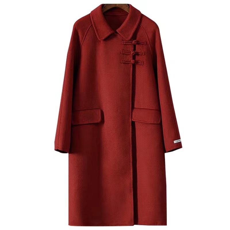 2024 New Autumn/winter Button Woolen Coat Popular Women's Small, Medium, and Long Loose Woolen Coat_voghion.com