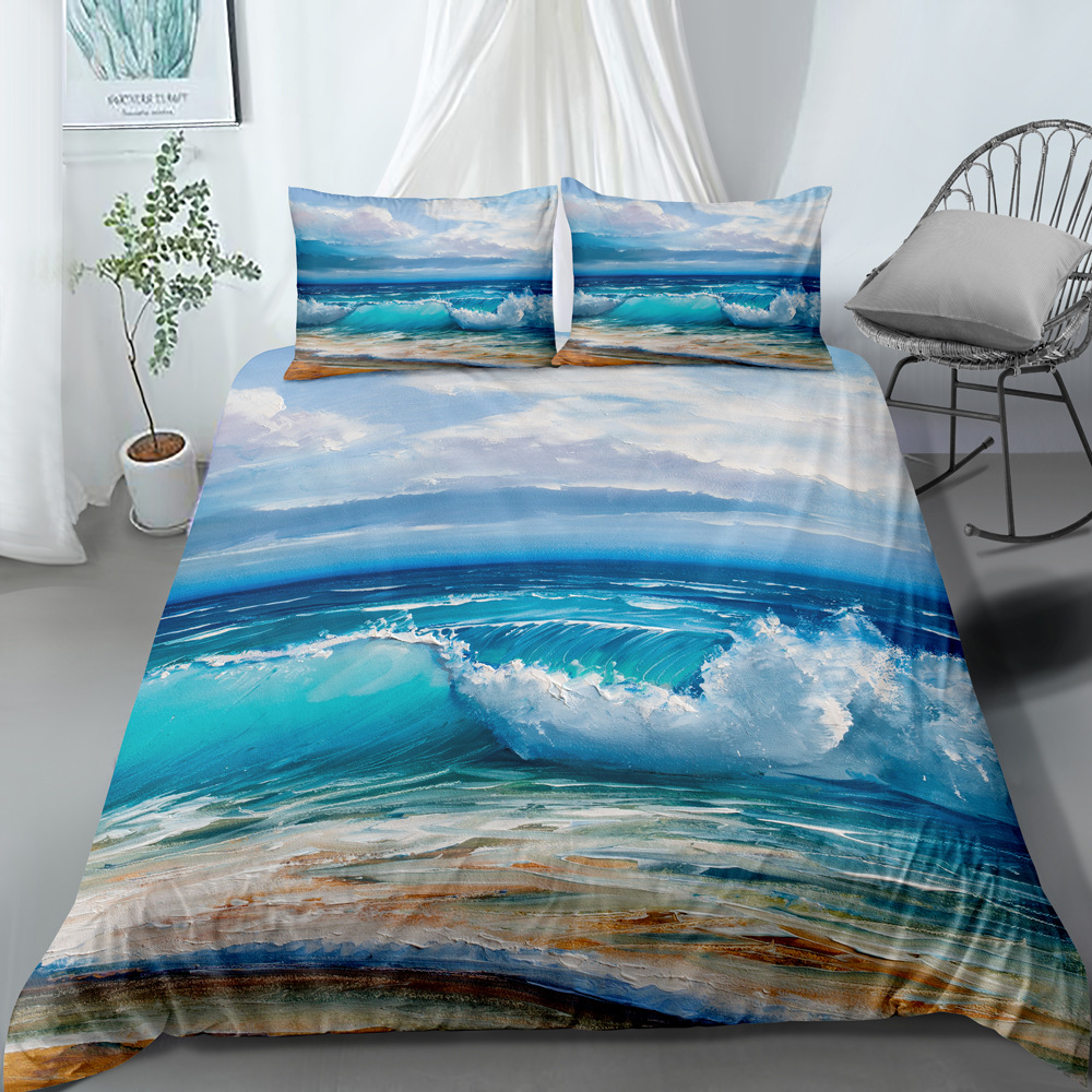 New Wave Three Piece Set with No Bed Sheet, Quilt Pillow Cover, Bedding Products Can be Ordered in Batch_voghion.com
